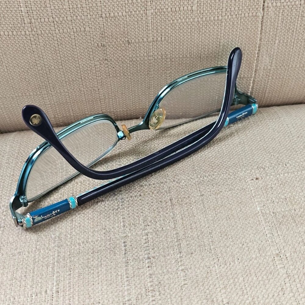 Lilly Pulitzer Teal Frame Glasses with Mint-White Striped Temples - Picture 8 of 13